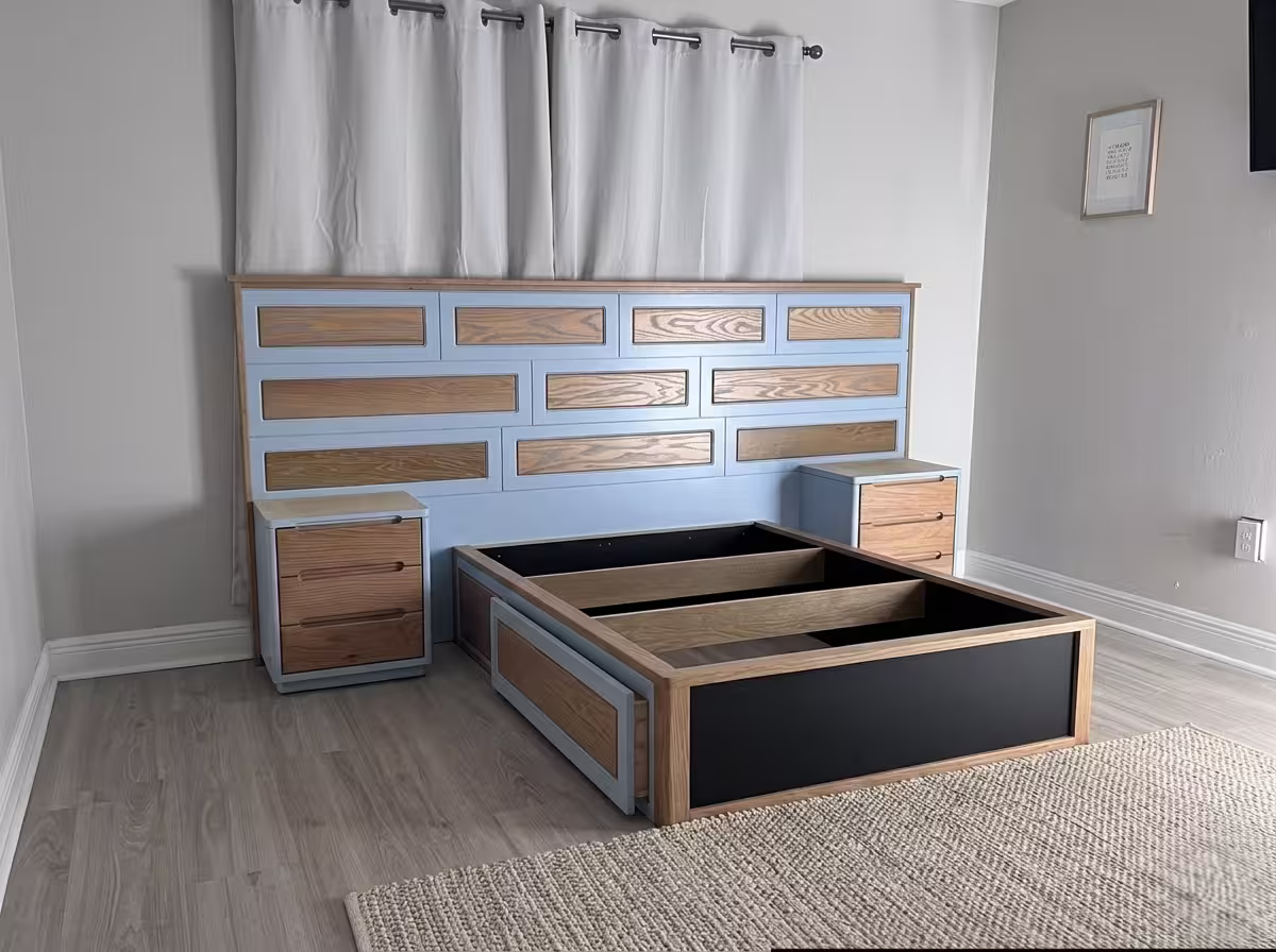 Custom wood bed frame construction